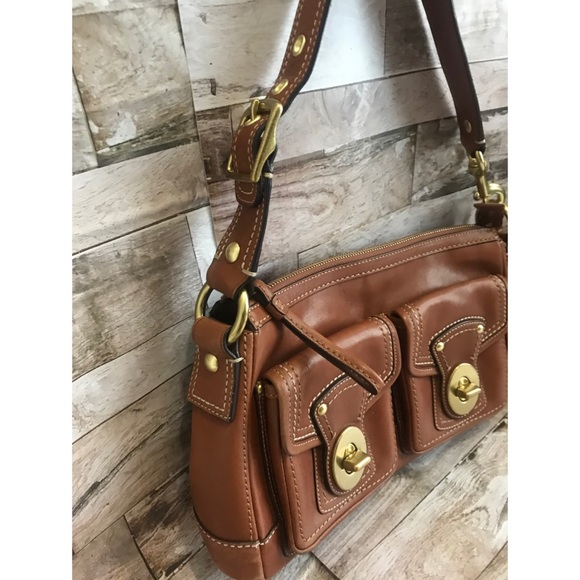 Coach Brown Leather Purse w Blue Interior - Picture 6 of 8